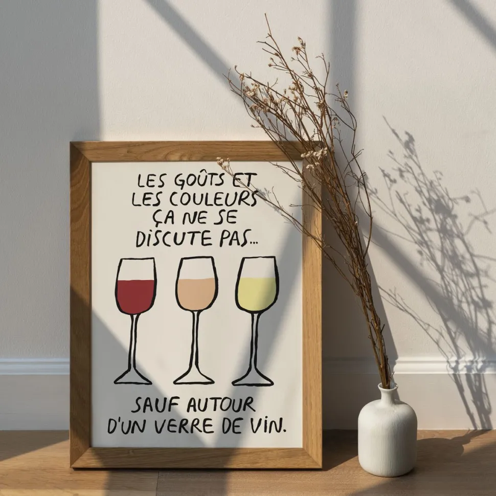 New Affiche llustrée vin copain - Les goûts et les couleurs Affiches|Vin Et Bière