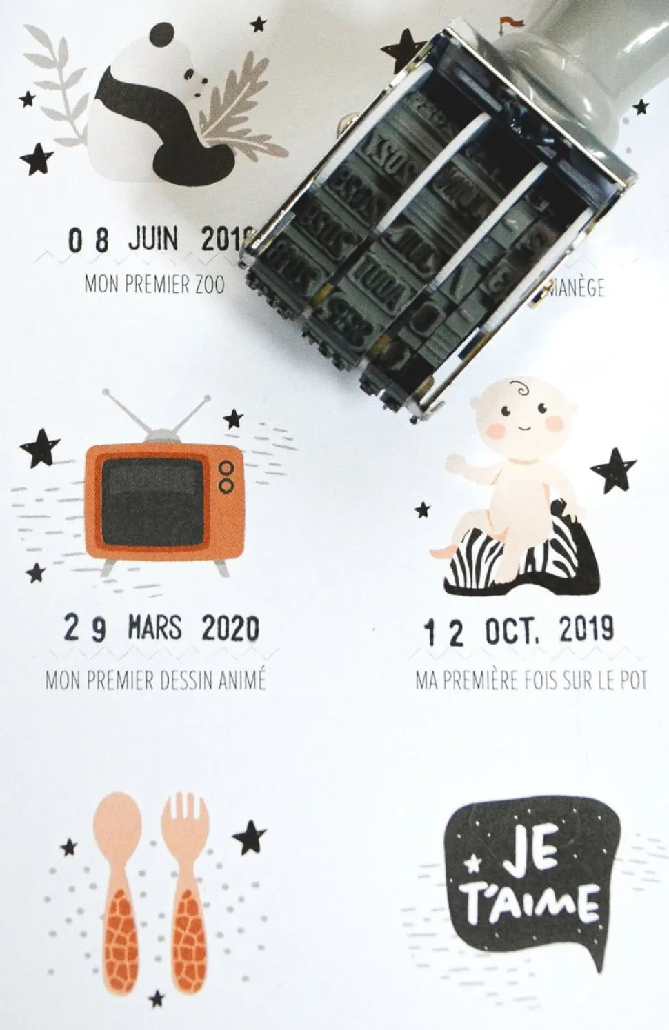 Shop Affiche Mes premières fois à tamponner Enfant 1 à 3 Ans|Naissance