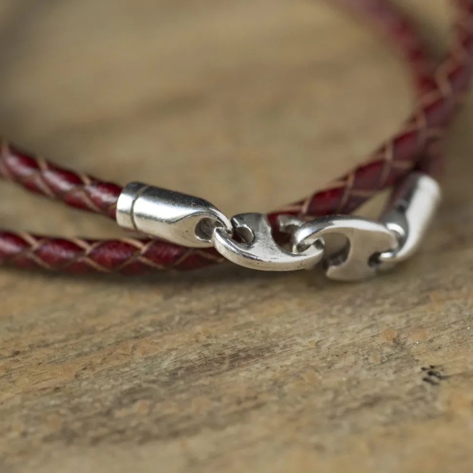 Cheap Bracelet en cuir tressé et fermoir mousqueton Homme Montres Et Bijoux