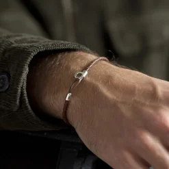 Fashion Bracelet en cuir tressé et fermoir ovale Homme Montres Et Bijoux