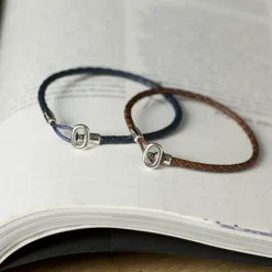 Fashion Bracelet en cuir tressé et fermoir ovale Homme Montres Et Bijoux