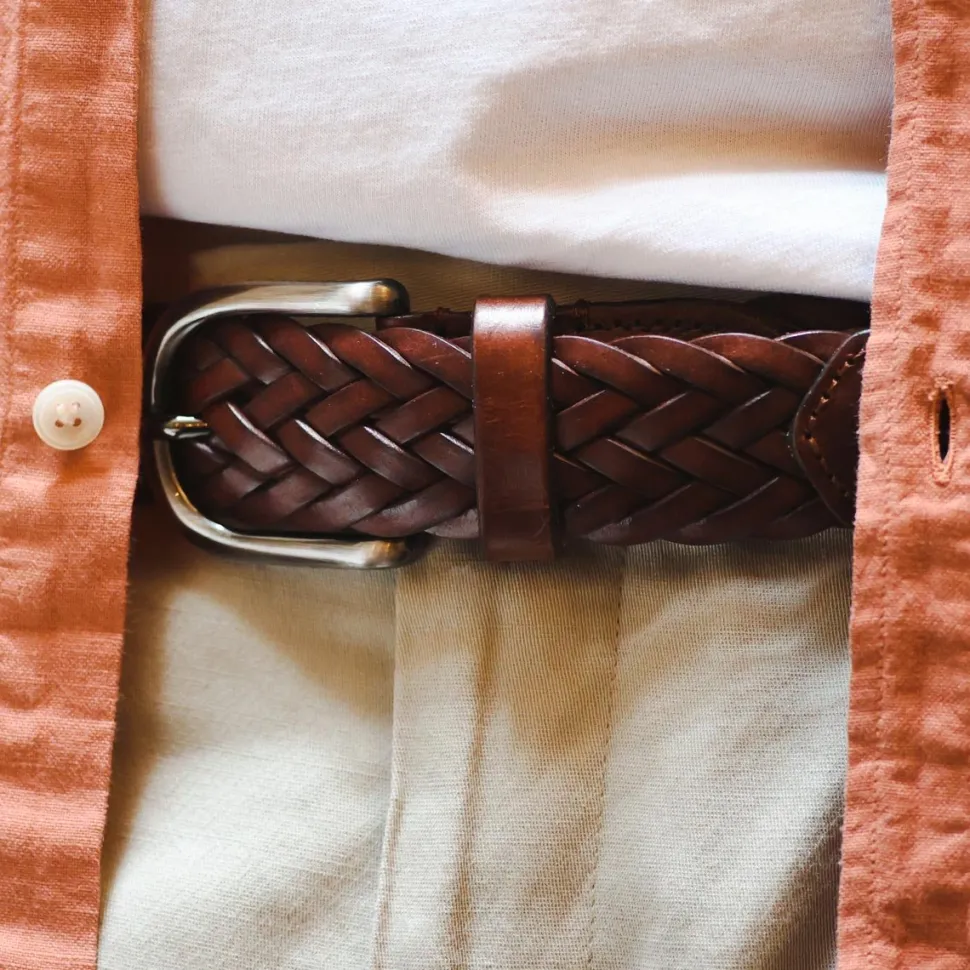 Shop Ceinture tressée en cuir Homme Petite Maroquinerie|Mode Et Accessoires
