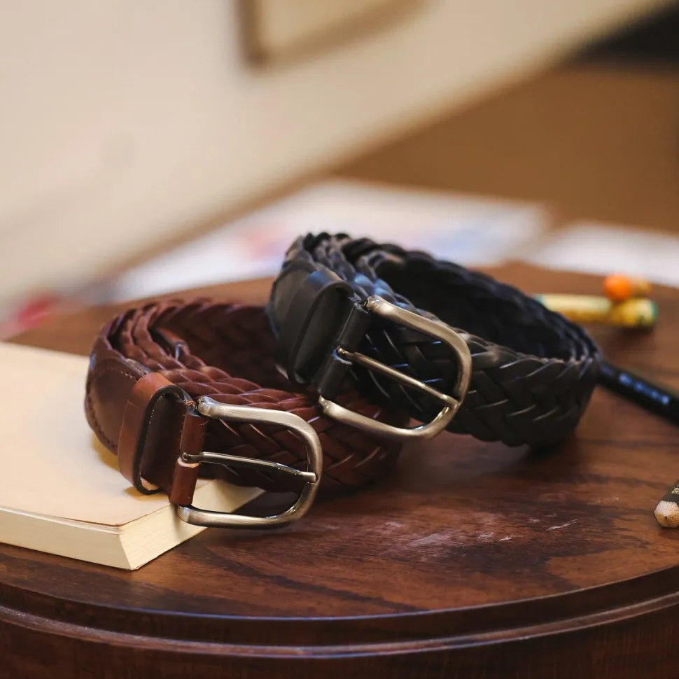 Shop Ceinture tressée en cuir Homme Petite Maroquinerie|Mode Et Accessoires