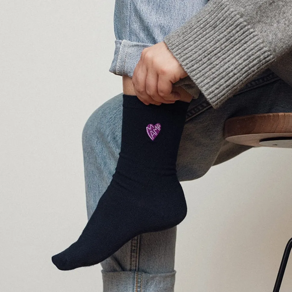 Clearance Chaussettes brodées Coeur Mama Femme Mode Et Accessoires