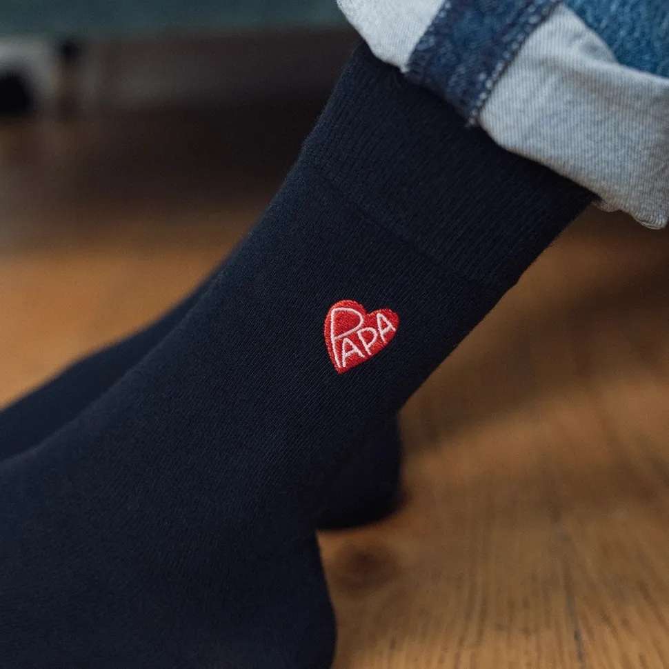 Best Chaussettes brodées Coeur Papa Homme Mode Et Accessoires