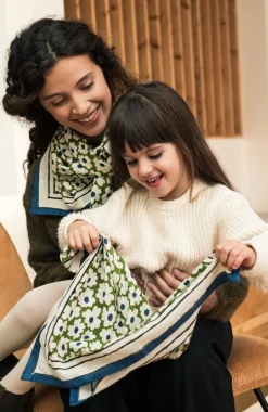 Flash Sale Foulard duo Marguerite - Vert Enfant/Femme 3 à 6 Ans|1 à 3 Ans