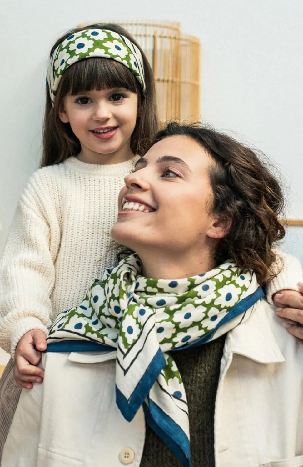 Flash Sale Foulard duo Marguerite - Vert Enfant/Femme 3 à 6 Ans|1 à 3 Ans