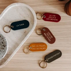 Sale Porte-clé à message en cuir Homme Petite Maroquinerie|Mode Et Accessoires