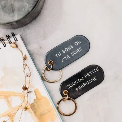 Sale Porte-clé à message en cuir Homme Petite Maroquinerie|Mode Et Accessoires