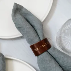 Store Ronds de serviette en cuir à message À Table