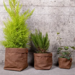 Fashion Set de trois cache-pots en toile waxée Plantes|Décoration Et Cocooning