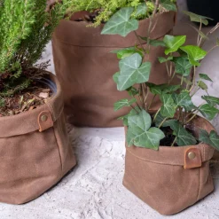 Fashion Set de trois cache-pots en toile waxée Plantes|Décoration Et Cocooning