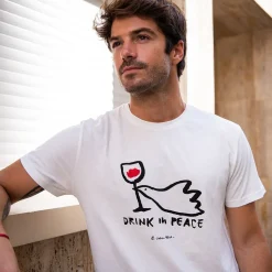 Clearance T-shirt Drink in Peace blanc Femme Mode Et Accessoires|Mode Et Accessoires