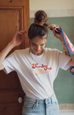 Outlet T-shirt Funky Mum - Blanc Femme Mode Et Accessoires