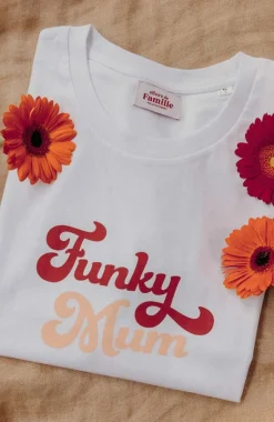 Outlet T-shirt Funky Mum - Blanc Femme Mode Et Accessoires