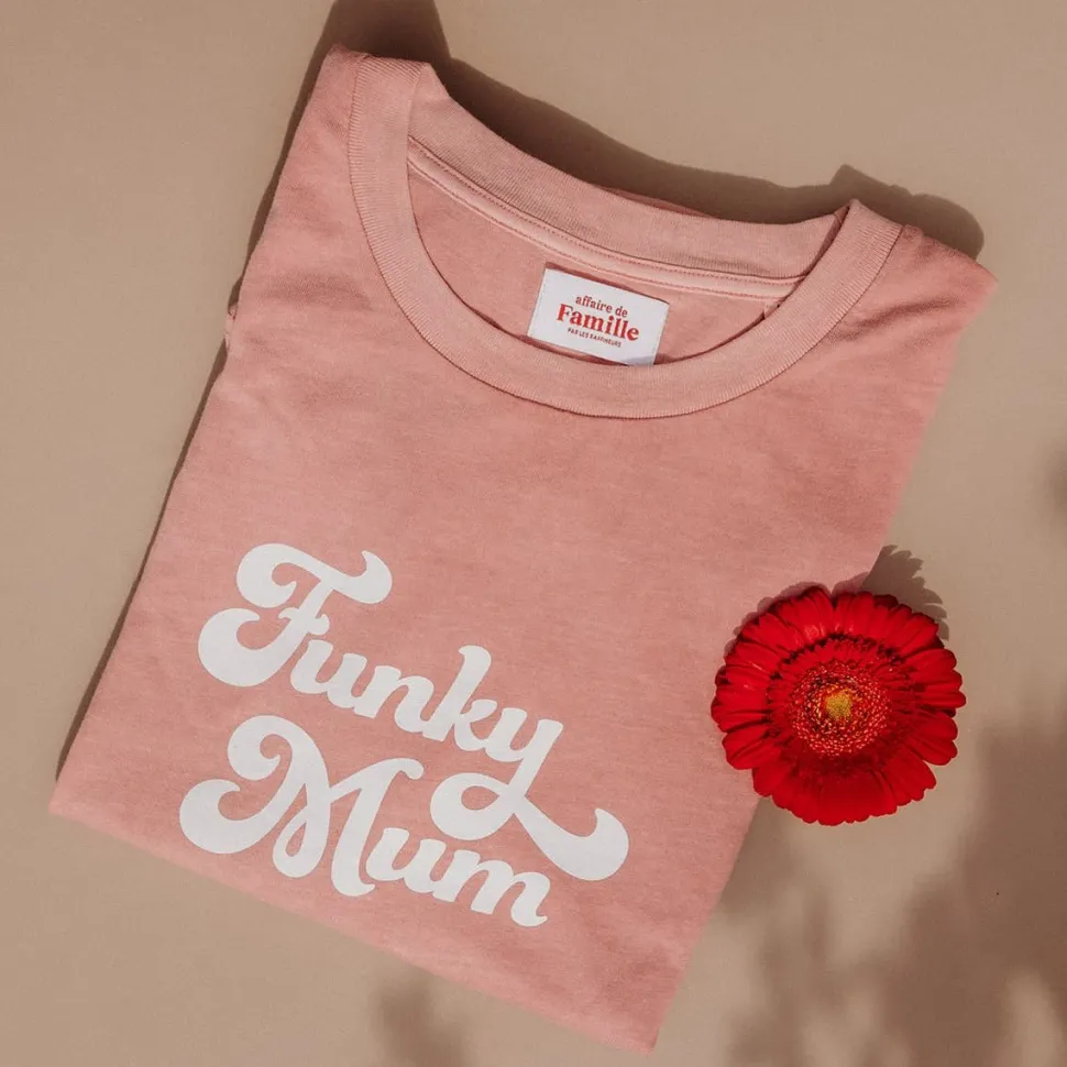 New T-shirt Funky Mum - Rose Femme Mode Et Accessoires