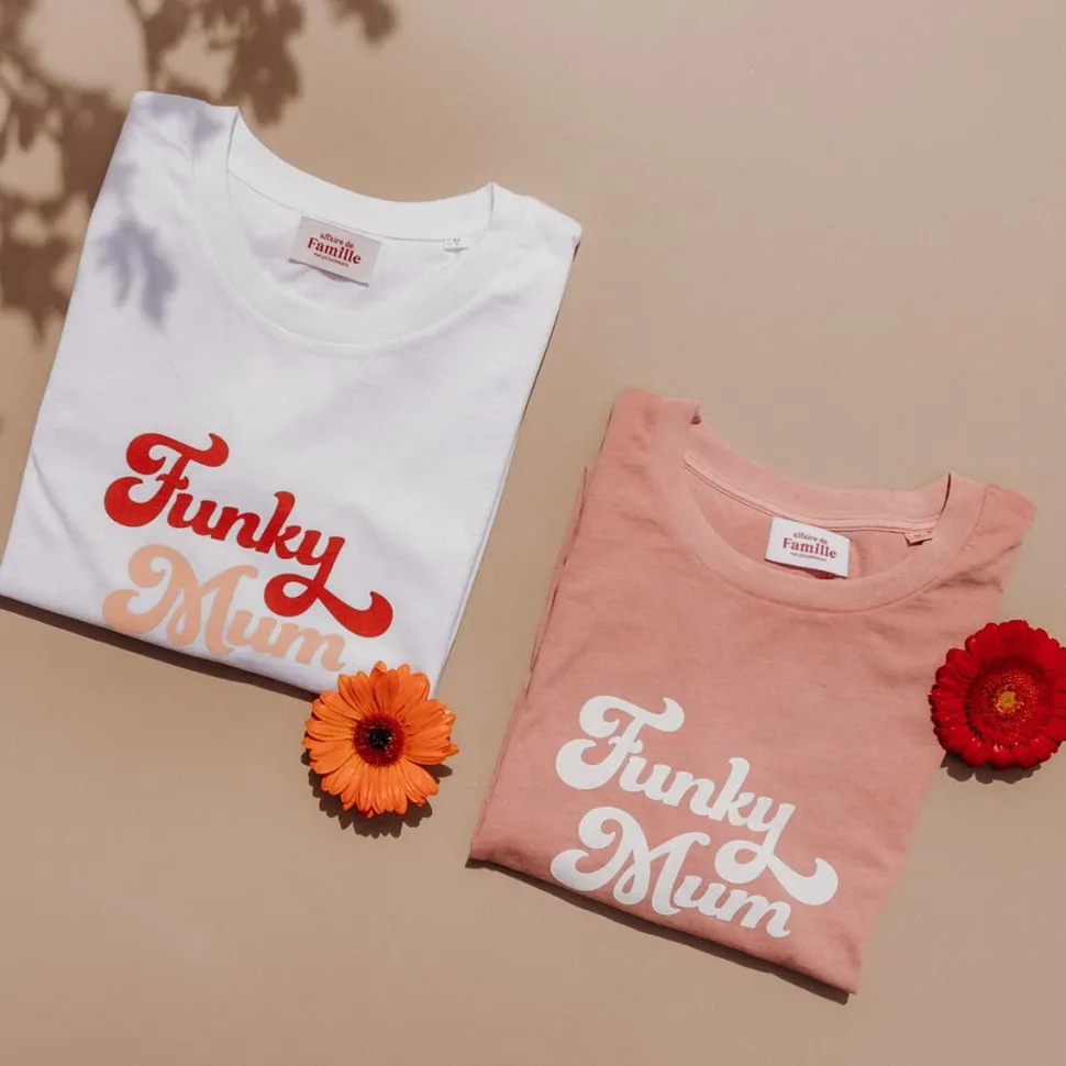 New T-shirt Funky Mum - Rose Femme Mode Et Accessoires